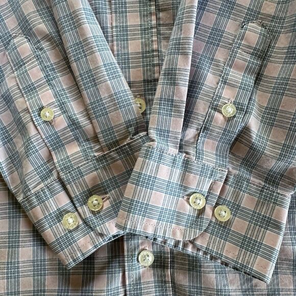 Izod Big Boys Pink/Blue Long Sleeve Button Down Plaid Stretch Shirt Size 18/20 - Picture 3 of 7